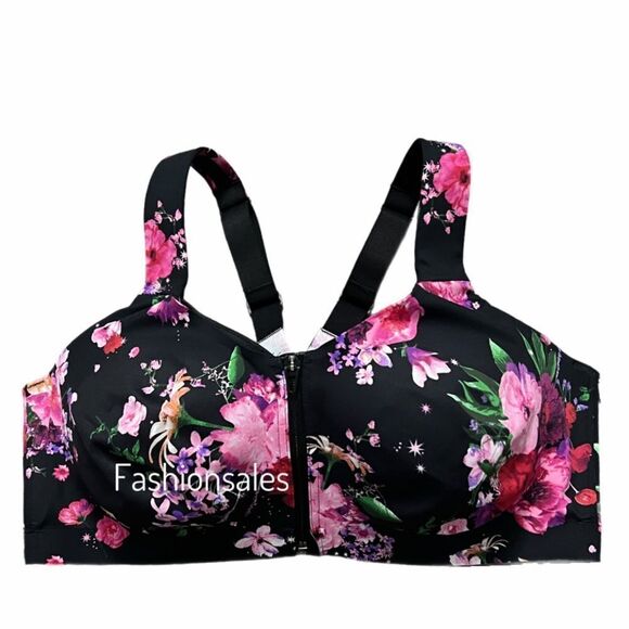 Victoria’s Secret knockout High Support Front-close Sports Bra black Floral - Picture 4 of 5